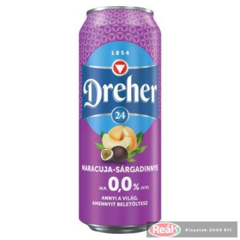 Dréher D24 maracuja-sárgadinnye ízű alkoholmentes 0,5L dobozos DRS