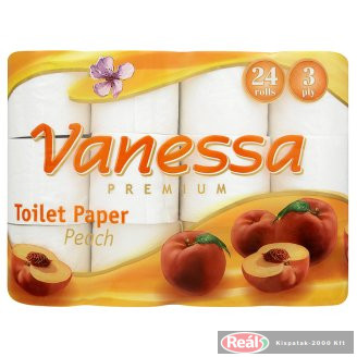 Vanessa-toaletný papier, 3vrst., 24 kot.broskyňa