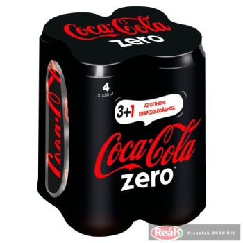 Coca Cola szénsavas üdítő 4*0,33l Zero dobozos