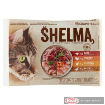 Shelma macskaeledel alutasak 4*85g marha,pulyka,csirke,kacsa